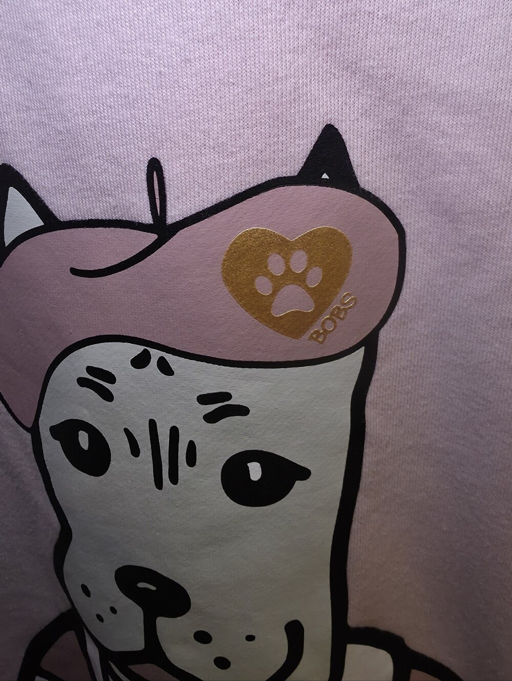 Bobs From Sketchers Womens Light Pink Dog With Baret Graphic Hoodie Size Large - Picture 4 of 9